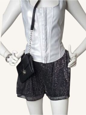 Dex Black Metallic Paperbag Shorts NWT Large Night Luxe Going Out